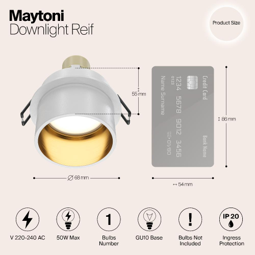 Встраиваемый светильник Maytoni Reif DL050-01WG Встраиваемый светильник Maytoni Reif DL050-01WG