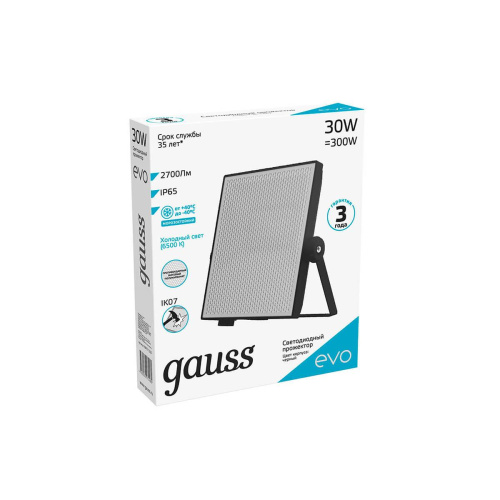 Прожектор светодиодный Gauss Evo 30W 6500К 687511330 Прожектор светодиодный Gauss Evo 30W 6500К 687511330