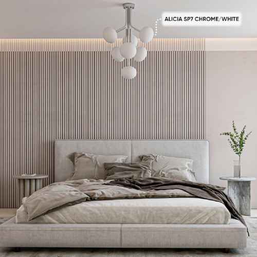 Подвесная люстра Crystal Lux ALICIA SP7 CHROME/WHITE Подвесная люстра Crystal Lux ALICIA SP7 CHROME/WHITE