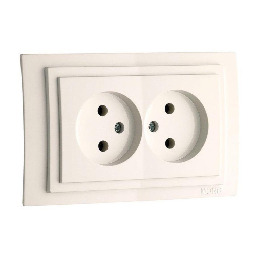 Розетка 2К двойная Mono Electric Larissa 16A 250V винтовое подключение слоновая кость 103-010105-121 Розетка 2К двойная Mono Electric Larissa 16A 250V винтовое подключение слоновая кость 103-010105-121