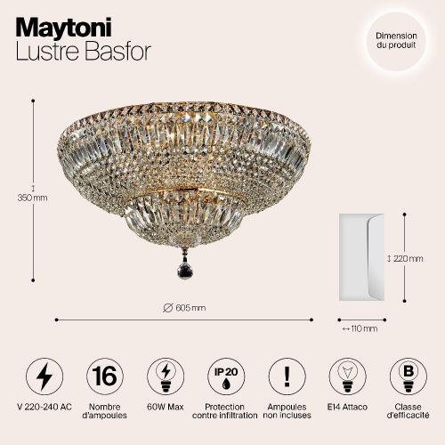 Потолочная люстра Maytoni Basfor DIA100-CL-16-G Потолочная люстра Maytoni Basfor DIA100-CL-16-G
