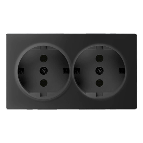 Розетка Werkel двойная с заземлением черный матовый WL08-SKG-02-IP20 4690389117244 Розетка Werkel двойная с заземлением черный матовый WL08-SKG-02-IP20 4690389117244