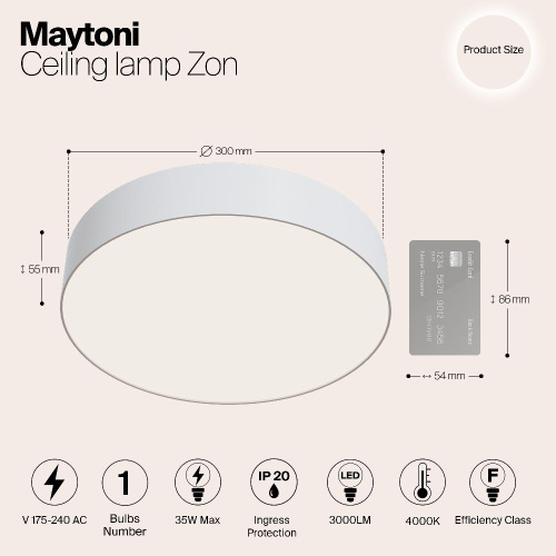 Потолочный светодиодный светильник Maytoni Zon C032CL-L43W4K Потолочный светодиодный светильник Maytoni Zon C032CL-L43W4K
