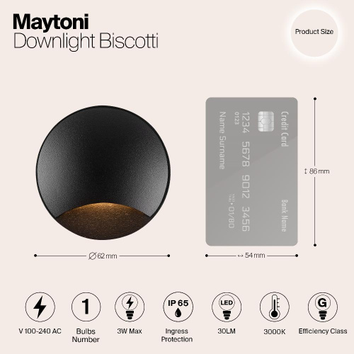 Встраиваемый светодиодный светильник Maytoni Biscotti O035-L3B3K Встраиваемый светодиодный светильник Maytoni Biscotti O035-L3B3K