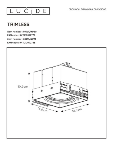 Встраиваемый светильник Lucide Trimless 09931/01/30 Встраиваемый светильник Lucide Trimless 09931/01/30