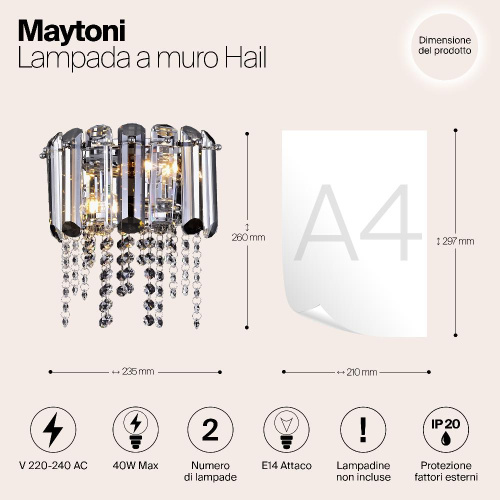 Настенный светильник Maytoni Hail MOD097WL-02CH Настенный светильник Maytoni Hail MOD097WL-02CH