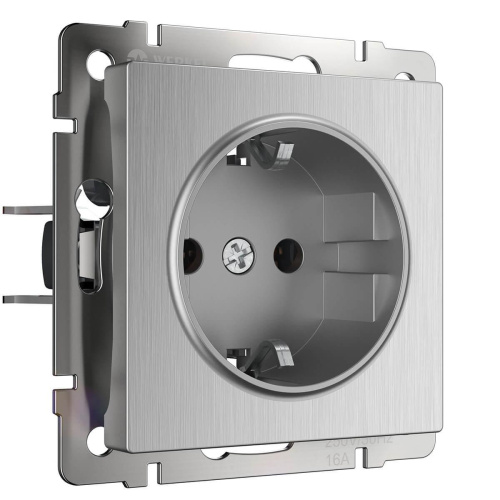 Розетка Werkel с заземлением серебряная рифленая WL09-SKG-01-IP20 4690389085079 Розетка Werkel с заземлением серебряная рифленая WL09-SKG-01-IP20 4690389085079