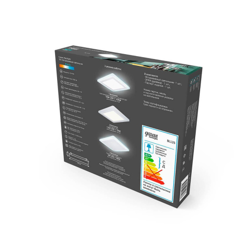 Встраиваемый светодиодный светильник Gauss Backlight BL125 Встраиваемый светодиодный светильник Gauss Backlight BL125