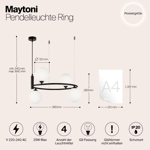 Подвесной светильник Maytoni MOD013PL-04B Подвесной светильник Maytoni MOD013PL-04B