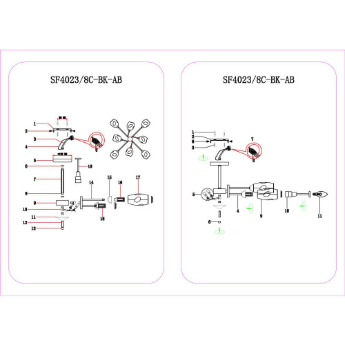 Потолочная люстра Seven Fires Tiene SF4023/8C-BK-AB Потолочная люстра Seven Fires Tiene SF4023/8C-BK-AB