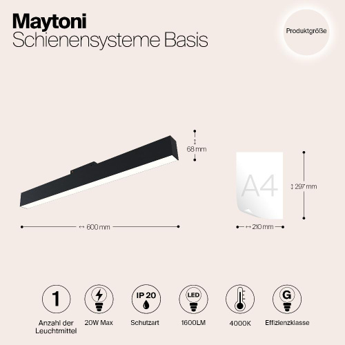 Трековый светодиодный светильник для магнитного шинопровода Maytoni Track lamps TR012-2-20W4K-B Трековый светодиодный светильник для магнитного шинопровода Maytoni Track lamps TR012-2-20W4K-B