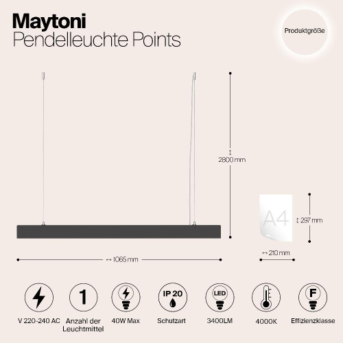 Подвесной светодиодный светильник Maytoni Vinder P050PL-L40B4K Подвесной светодиодный светильник Maytoni Vinder P050PL-L40B4K