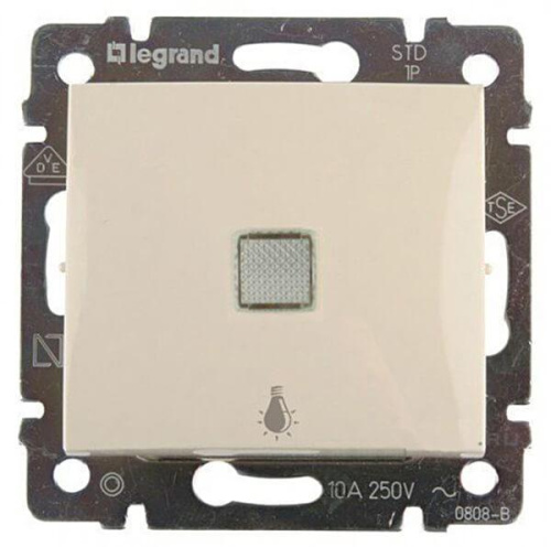 Выключатель кнопочный одноклавишный Legrand Valena 10A 250V Лампа слоновая кость 774313 Выключатель кнопочный одноклавишный Legrand Valena 10A 250V Лампа слоновая кость 774313