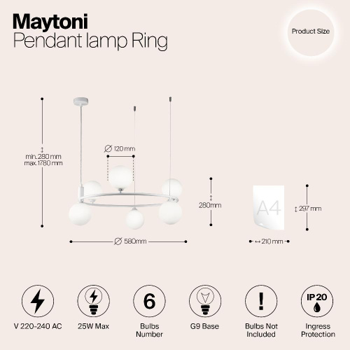Подвесной светильник Maytoni MOD013PL-06W Подвесной светильник Maytoni MOD013PL-06W