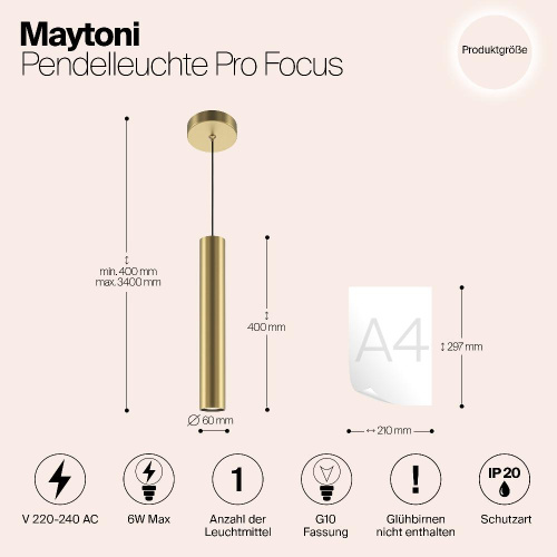 Подвесной светильник Maytoni MOD161PL-01G1 Подвесной светильник Maytoni MOD161PL-01G1