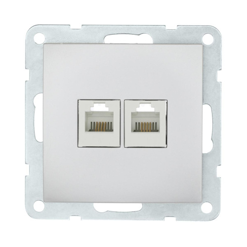 Розетка LK Studio компьютерная 2хRJ-45 кат. 5е с накладкой (серебристый металлик) LK60 866203-1 Розетка LK Studio компьютерная 2хRJ-45 кат. 5е с накладкой (серебристый металлик) LK60 866203-1