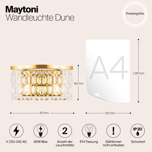 Настенный светильник Maytoni Dune DIA005WL-02G Настенный светильник Maytoni Dune DIA005WL-02G