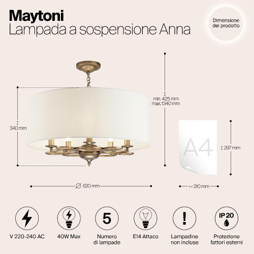 Подвесной светильник Maytoni H007PL-05G Подвесной светильник Maytoni H007PL-05G
