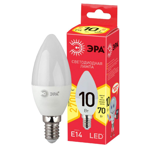 Лампа светодиодная ЭРА E14 10W 2700K матовая ECO LED B35-10W-827-E14 Б0032961 Лампа светодиодная ЭРА E14 10W 2700K матовая ECO LED B35-10W-827-E14 Б0032961