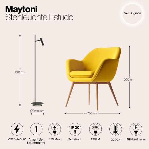 Торшер Maytoni Estudo Z010FL-L8B3K Торшер Maytoni Estudo Z010FL-L8B3K