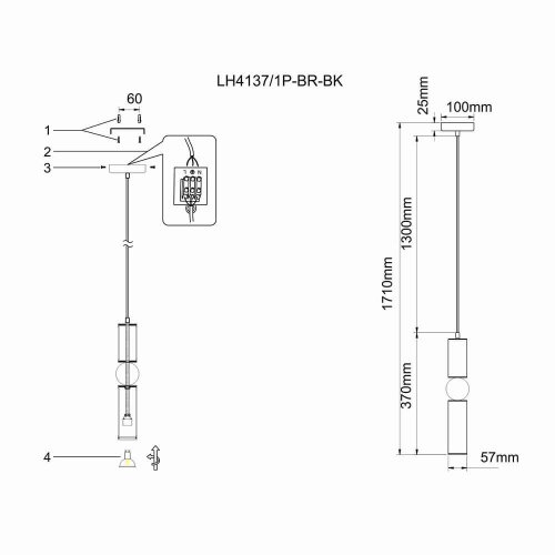 Подвесной светильник Lumien Hall Lien LH4137/1P-BR-BK Подвесной светильник Lumien Hall Lien LH4137/1P-BR-BK