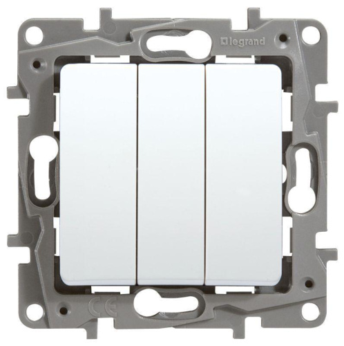 Выключатель трехклавишный Legrand Etika 10A 250V белый 672213 Выключатель трехклавишный Legrand Etika 10A 250V белый 672213
