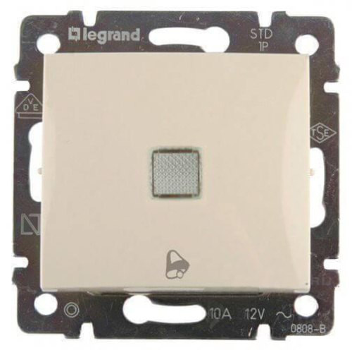 Выключатель кнопочный одноклавишный Legrand Valena 10A 250V с подсветкой Звонок слоновая кость 774115 Выключатель кнопочный одноклавишный Legrand Valena 10A 250V с подсветкой Звонок слоновая кость 774115