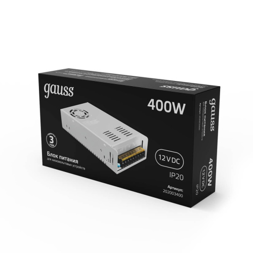 Блок питания Gauss Led Strip PS 12V 400W IP20 40A 202003400 Блок питания Gauss Led Strip PS 12V 400W IP20 40A 202003400