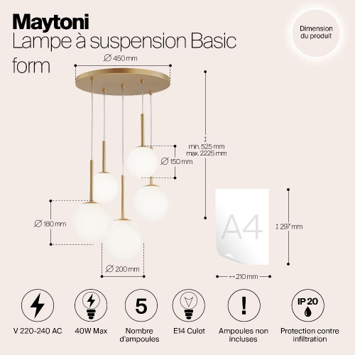 Подвесной светильник Maytoni MOD321PL-05G1 Подвесной светильник Maytoni MOD321PL-05G1