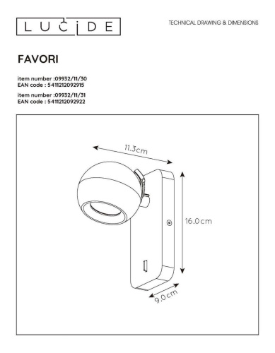 Спот Lucide Favori 09932/11/30 Спот Lucide Favori 09932/11/30