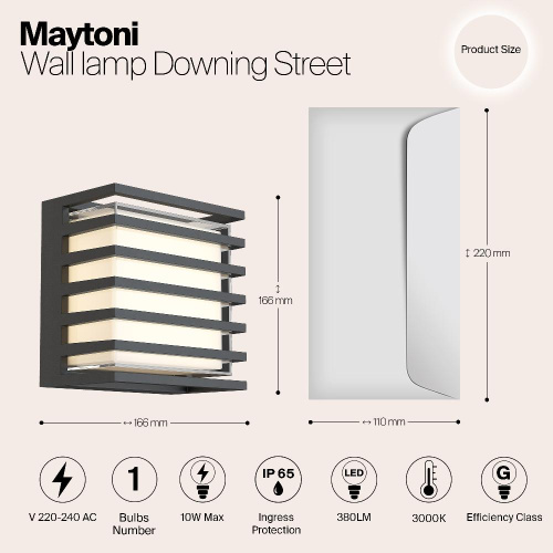 Уличный настенный светодиодный светильник Maytoni Downing Street O020WL-L10B4K Уличный настенный светодиодный светильник Maytoni Downing Street O020WL-L10B4K