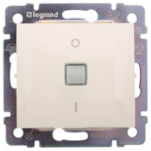 Переключатель одноклавишный двухполюсный Legrand Valena 10A 250V с подсветкой слоновая кость 774349 Переключатель одноклавишный двухполюсный Legrand Valena 10A 250V с подсветкой слоновая кость 774349