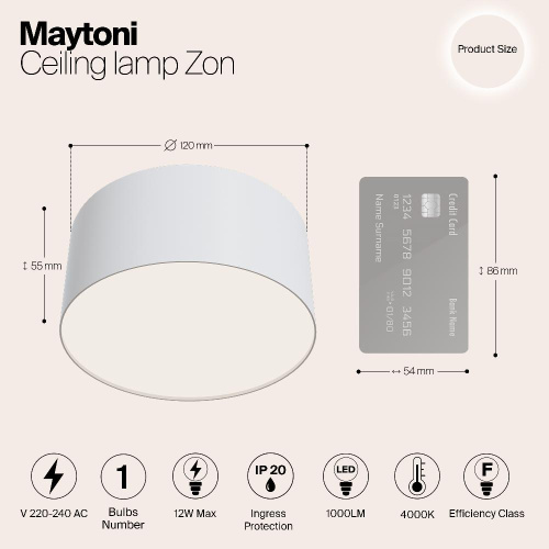Потолочный светодиодный светильник Maytoni Zon C032CL-L12W4K Потолочный светодиодный светильник Maytoni Zon C032CL-L12W4K
