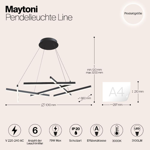 Подвесной светодиодный светильник Maytoni Line MOD016PL-L75B Подвесной светодиодный светильник Maytoni Line MOD016PL-L75B