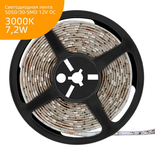Светодиодная влагозащищенная лента Gauss 7,2W/m 30LED/m 5050SMD теплый белый 5M 356000107 Светодиодная влагозащищенная лента Gauss 7,2W/m 30LED/m 5050SMD теплый белый 5M 356000107