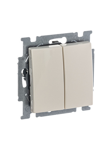 Выключатель двухклавишный ABB Basic55 10A 250V слоновая кость 2CKA001012A2148 Выключатель двухклавишный ABB Basic55 10A 250V слоновая кость 2CKA001012A2148