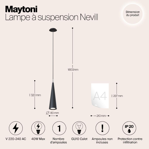 Подвесной светильник Maytoni Nevill P318PL-01B Подвесной светильник Maytoni Nevill P318PL-01B