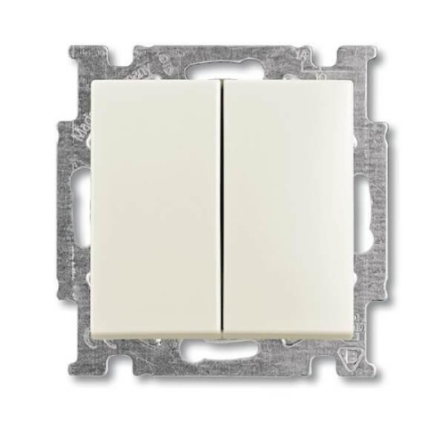 Выключатель двухклавишный ABB Basic55 10A 250V chalet-белый 2CKA001012A2187 Выключатель двухклавишный ABB Basic55 10A 250V chalet-белый 2CKA001012A2187