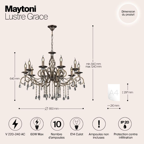 Подвесная люстра Maytoni Grace RC247-PL-10-R