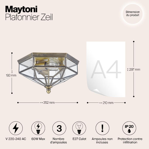 Потолочный светильник Maytoni Zeil H356-CL-03-BZ Потолочный светильник Maytoni Zeil H356-CL-03-BZ