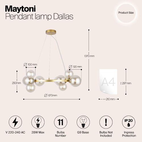 Подвесной светильник Maytoni MOD545PL-11G Подвесной светильник Maytoni MOD545PL-11G
