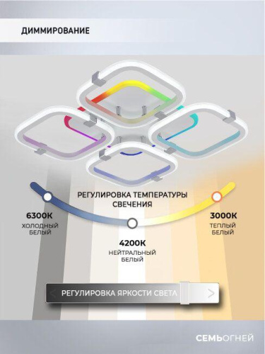 Потолочная светодиодная люстра Seven Fires Fiona SF5055/5C-WT-CR-RGB Потолочная светодиодная люстра Seven Fires Fiona SF5055/5C-WT-CR-RGB