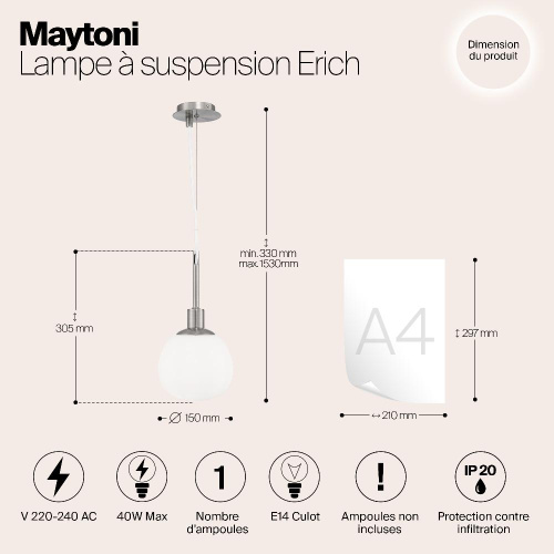 Подвесной светильник Maytoni Erich MOD221-PL-01-G Подвесной светильник Maytoni Erich MOD221-PL-01-G