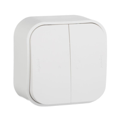 Выключатель двухклавишный Legrand Quteo 10A 250V белый 782202 Выключатель двухклавишный Legrand Quteo 10A 250V белый 782202