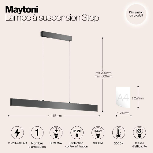 Подвесной светодиодный светильник Maytoni Step P010PL-L30B Подвесной светодиодный светильник Maytoni Step P010PL-L30B
