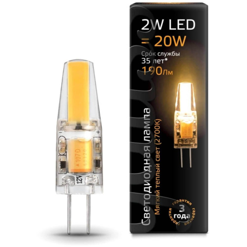 Лампа светодиодная Gauss G4 2W 2700K прозрачная 107707102 Лампа светодиодная Gauss G4 2W 2700K прозрачная 107707102