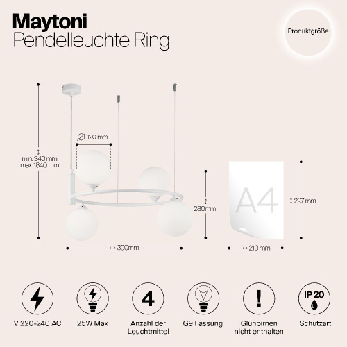 Подвесной светильник Maytoni MOD013PL-04W
