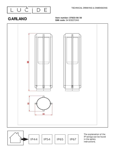 Уличный светильник Lucide Garland 27823/56/30 Уличный светильник Lucide Garland 27823/56/30