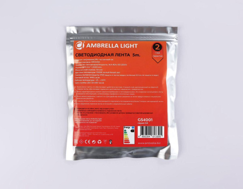 Светодиодная лента Ambrella Light 14,4W/m 60LED/m 5050SMD теплый белый 5M GS4001 Светодиодная лента Ambrella Light 14,4W/m 60LED/m 5050SMD теплый белый 5M GS4001