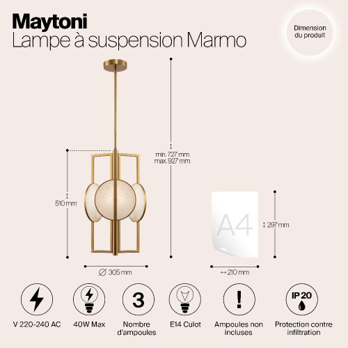 Подвесная люстра Maytoni Marmo MOD099PL-03G Подвесная люстра Maytoni Marmo MOD099PL-03G
